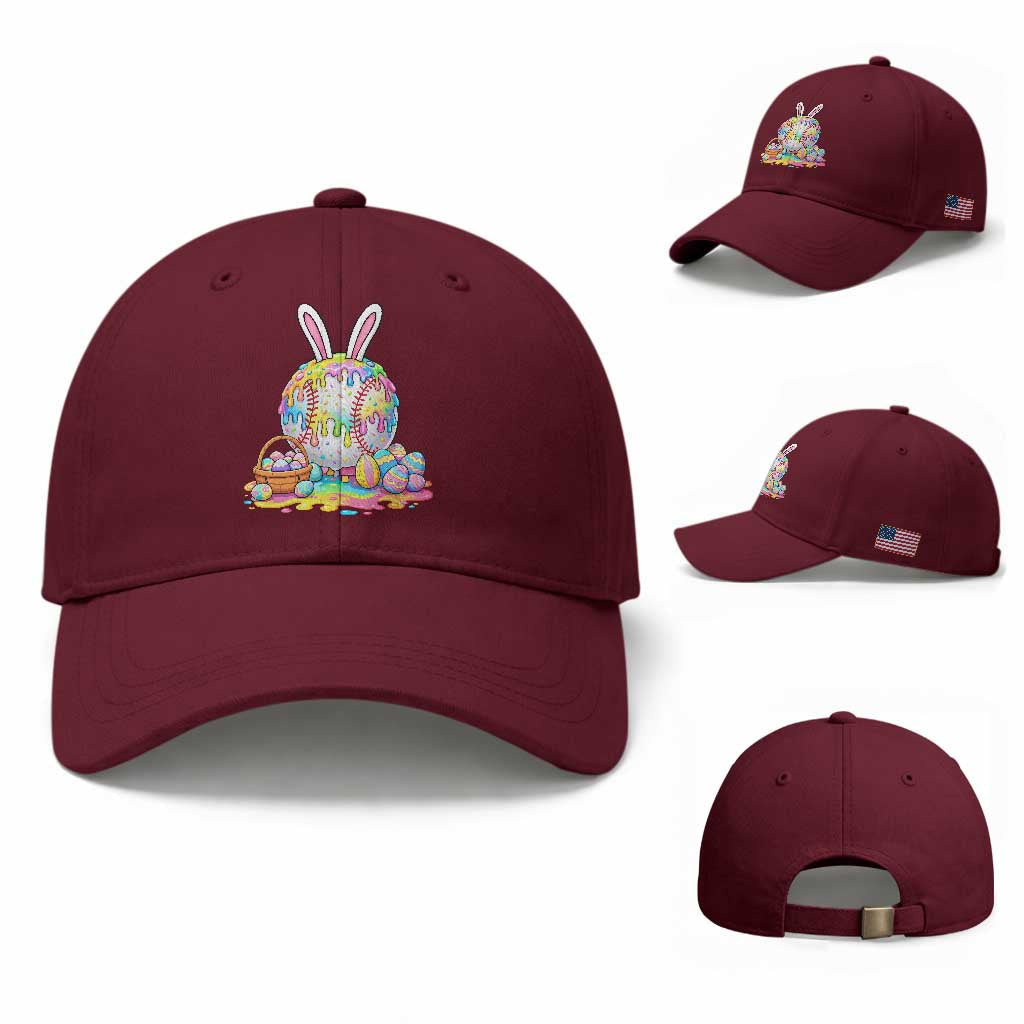 Baseball Easter Drip Ice Cream Sprinkles Egg Gift Baseball Cap TS14 Baseball Cap Universal Fit Maroon Print Your Wear