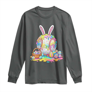 Baseball Easter Drip Ice Cream Sprinkles Egg Gift Long Sleeve Shirt TS14 Dark Heather Print Your Wear
