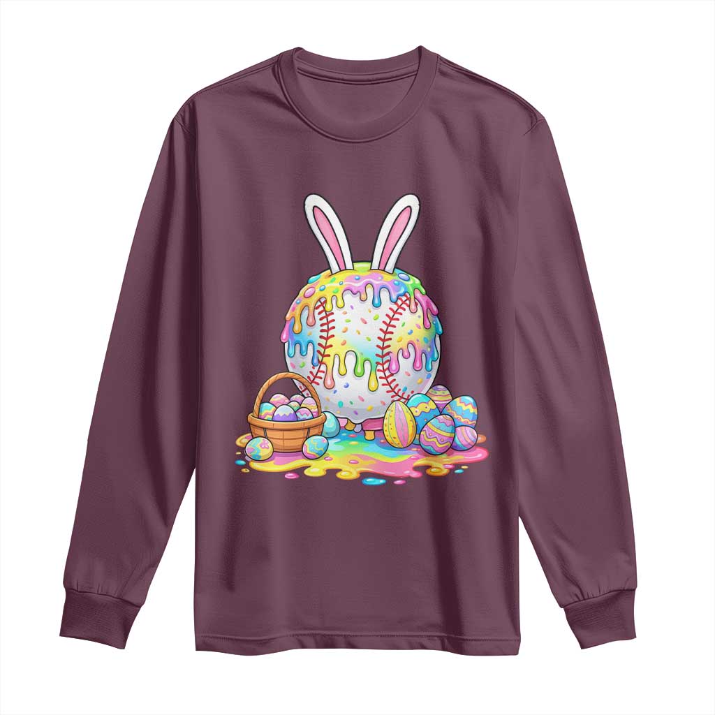 Baseball Easter Drip Ice Cream Sprinkles Egg Gift Long Sleeve Shirt TS14 Maroon Print Your Wear