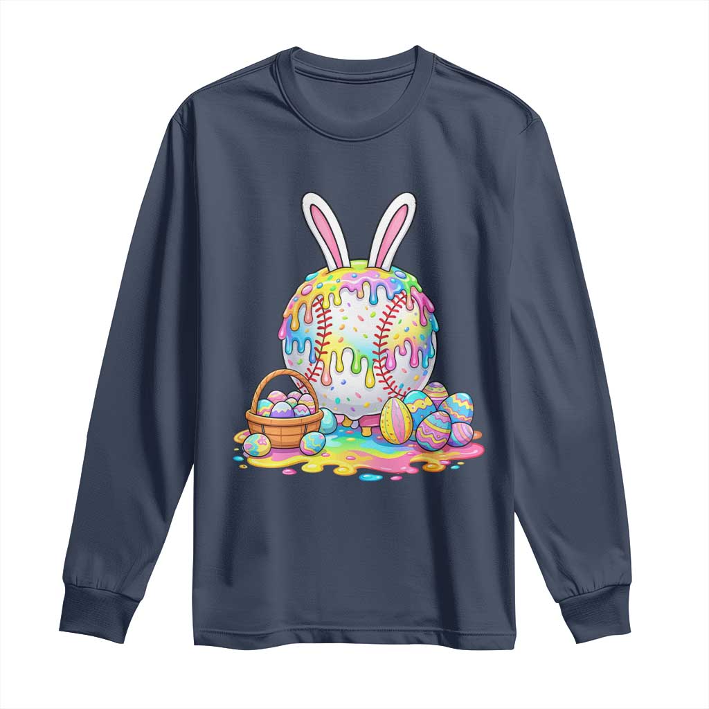 Baseball Easter Drip Ice Cream Sprinkles Egg Gift Long Sleeve Shirt TS14 Navy Print Your Wear