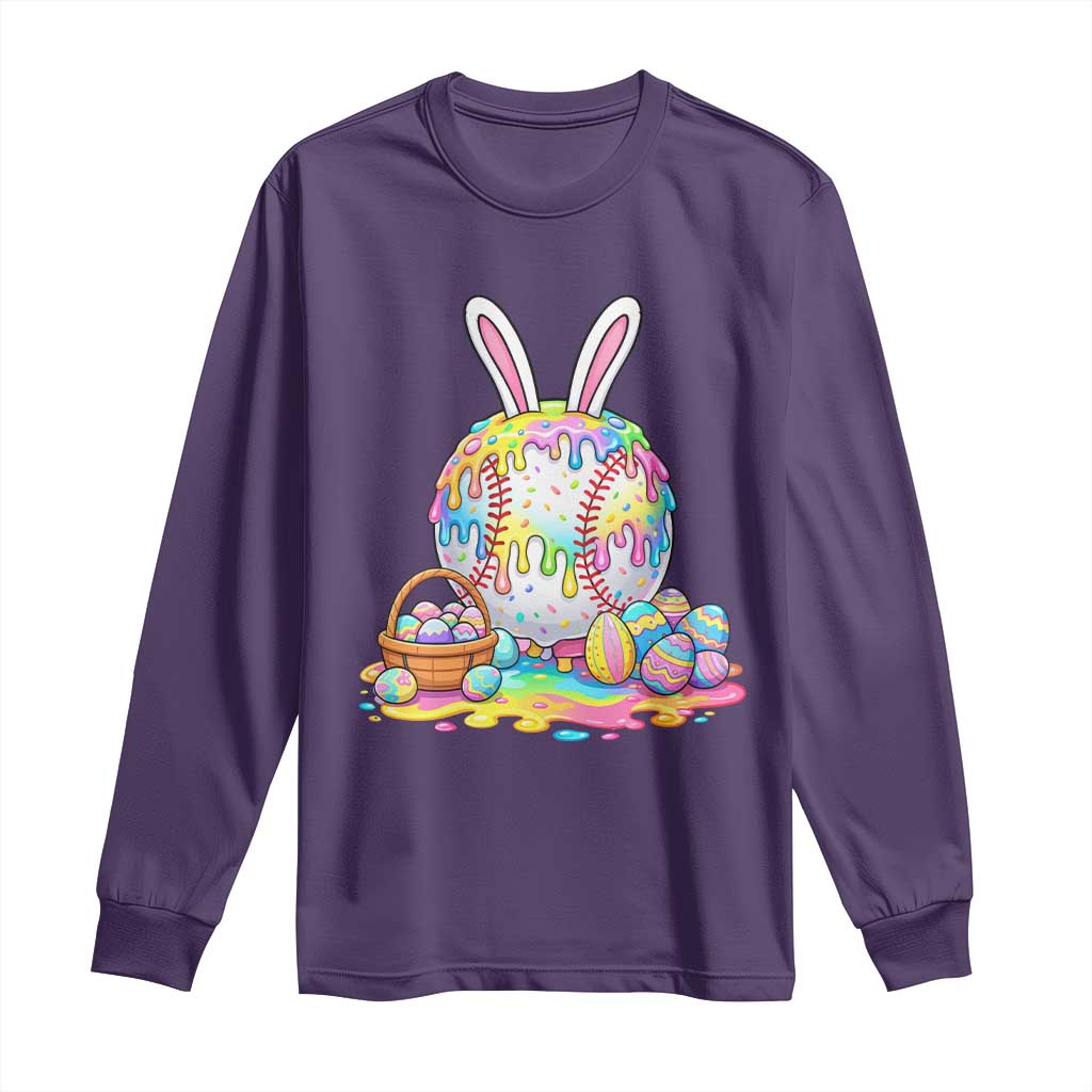 Baseball Easter Drip Ice Cream Sprinkles Egg Gift Long Sleeve Shirt TS14 Purple Print Your Wear