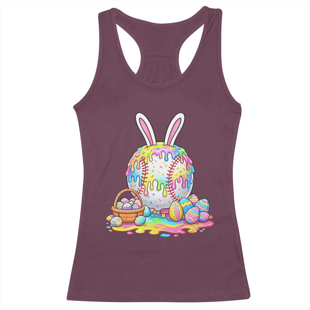 Baseball Easter Drip Ice Cream Sprinkles Egg Gift Racerback Tank Top TS14 Maroon Print Your Wear