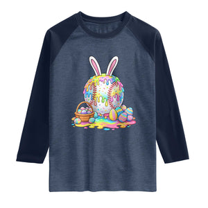 Baseball Easter Drip Ice Cream Sprinkles Egg Gift Raglan Shirt TS14 Heather Denim Navy Print Your Wear