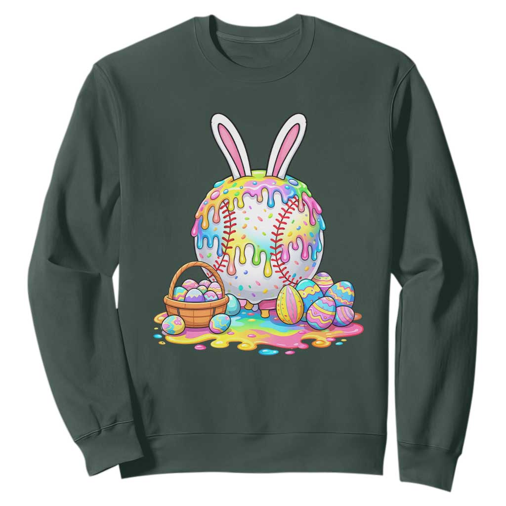 Baseball Easter Drip Ice Cream Sprinkles Egg Gift Sweatshirt TS14 Dark Forest Green Print Your Wear