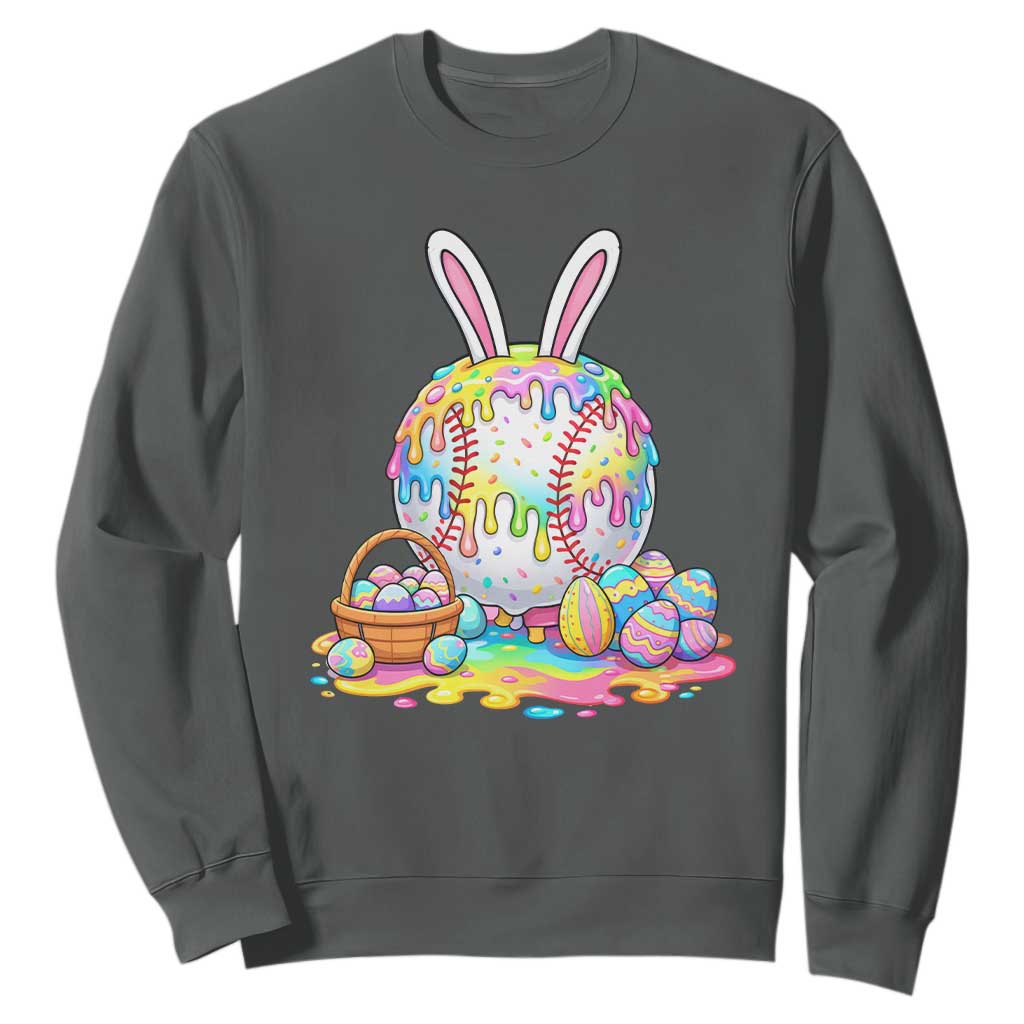 Baseball Easter Drip Ice Cream Sprinkles Egg Gift Sweatshirt TS14 Dark Heather Print Your Wear