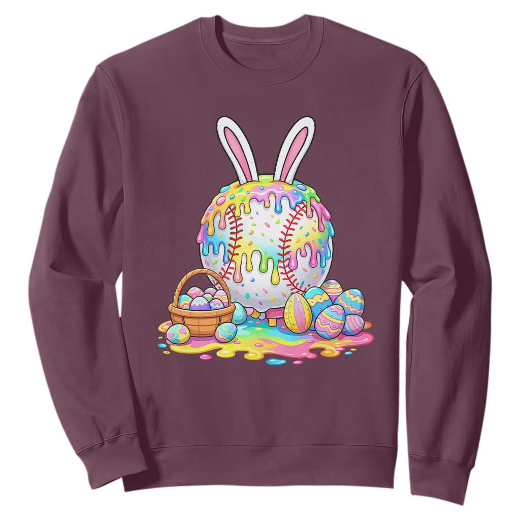 Baseball Easter Drip Ice Cream Sprinkles Egg Gift Sweatshirt TS14 Maroon Print Your Wear