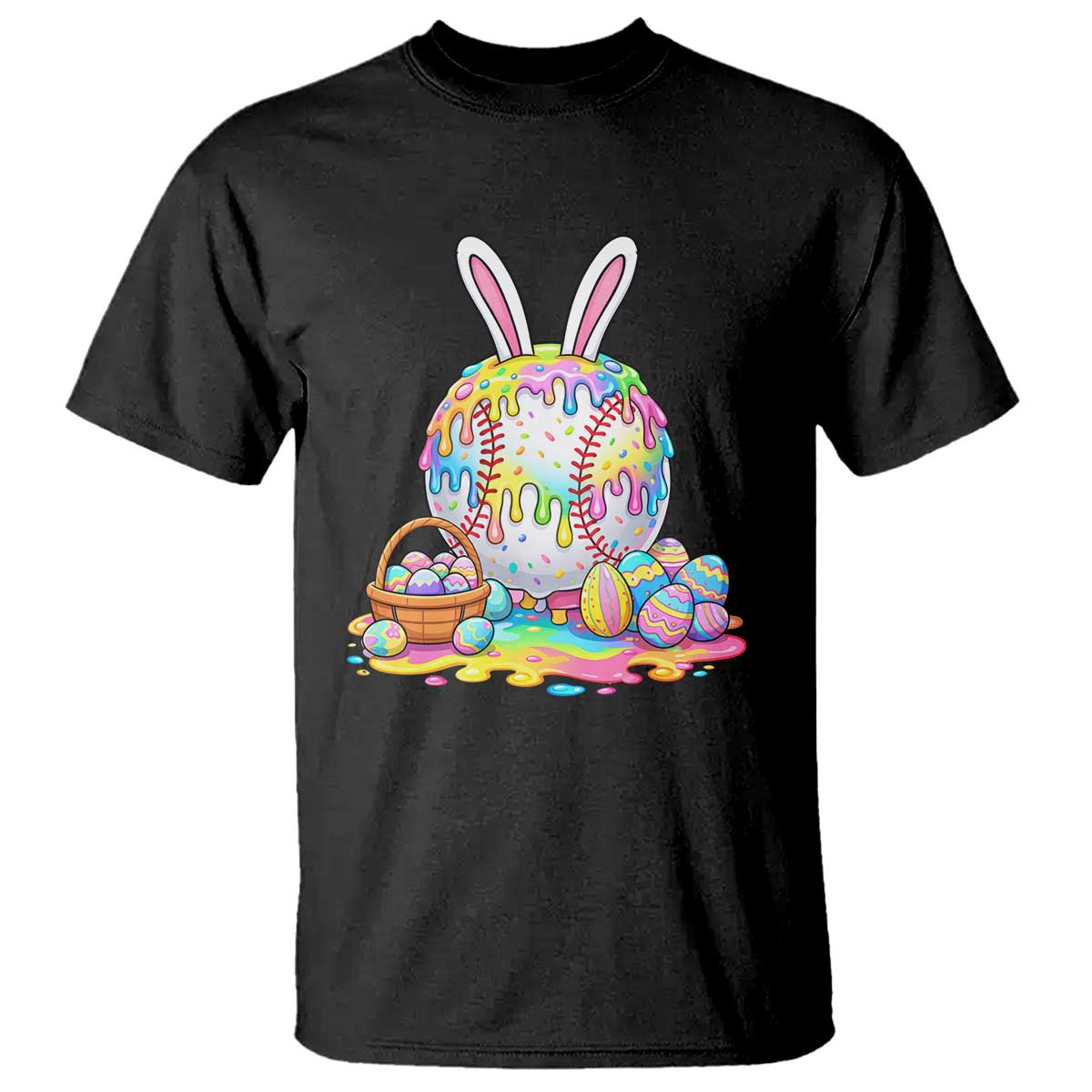 Baseball Easter Drip Ice Cream Sprinkles Egg Gift T Shirt TS14 Black Print Your Wear