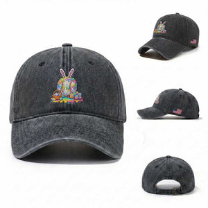 Baseball Easter Drip Ice Cream Sprinkles Egg Gift Washed Cotton Baseball Cap TS14 Washed Cap Universal Fit Dark Gray Print Your Wear