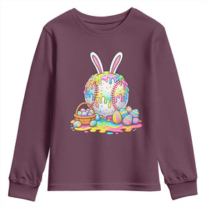Baseball Easter Drip Ice Cream Sprinkles Egg Gift Youth Sweatshirt TS14 Maroon Print Your Wear