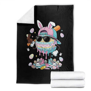 Funny Baseball Easter Throw Blanket Drip Ice Cream Bunny Easter TS14 Black Print Your Wear