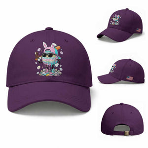 Funny Baseball Easter Baseball Cap Drip Ice Cream Bunny Easter TS14 Baseball Cap Universal Fit Purple Print Your Wear