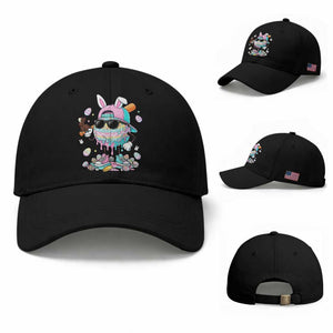 Funny Baseball Easter Baseball Cap Drip Ice Cream Bunny Easter TS14 Baseball Cap Universal Fit Black Print Your Wear