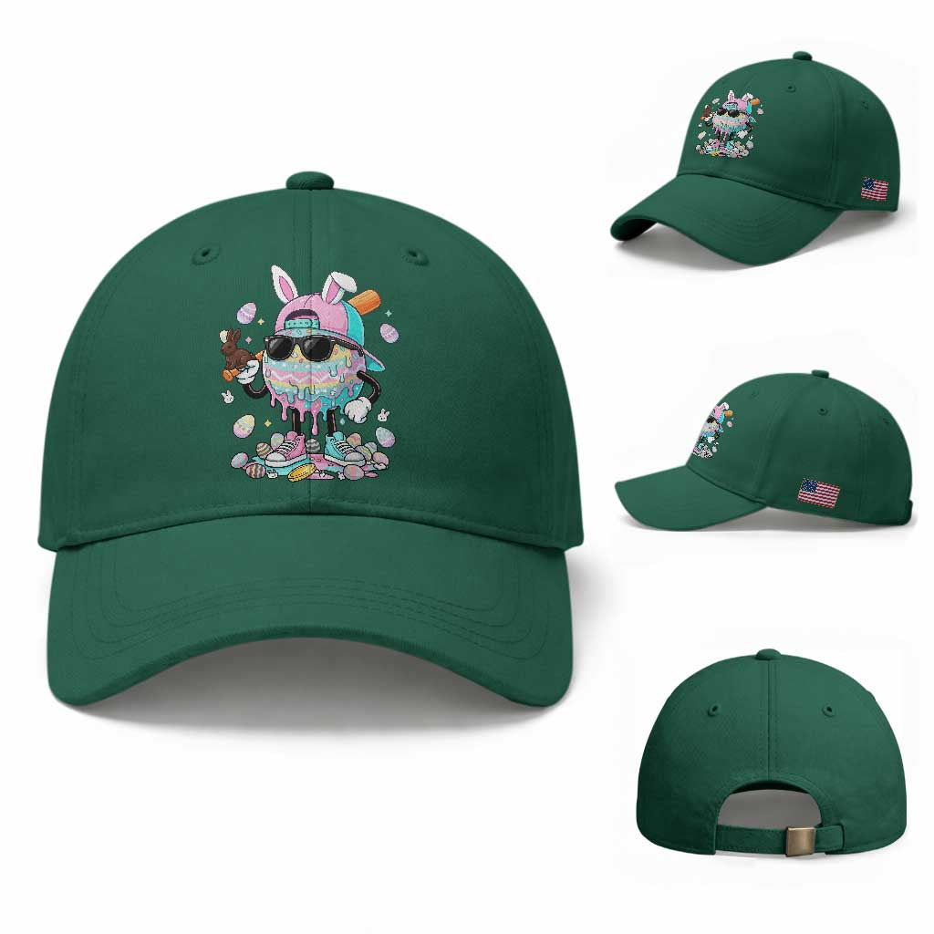 Funny Baseball Easter Baseball Cap Drip Ice Cream Bunny Easter TS14 Baseball Cap Universal Fit Irish Green Print Your Wear