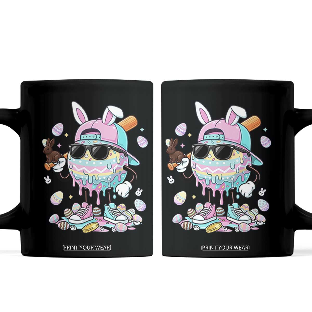 Funny Baseball Easter Coffee Mug Drip Ice Cream Bunny Easter TS14 Black Print Your Wear