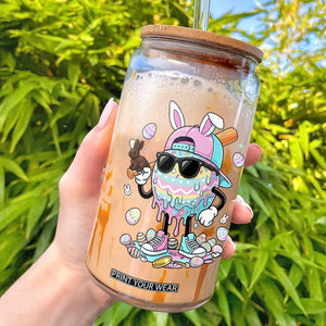 Funny Baseball Easter Glass Can Drip Ice Cream Bunny Easter TS14 Black Print Your Wear