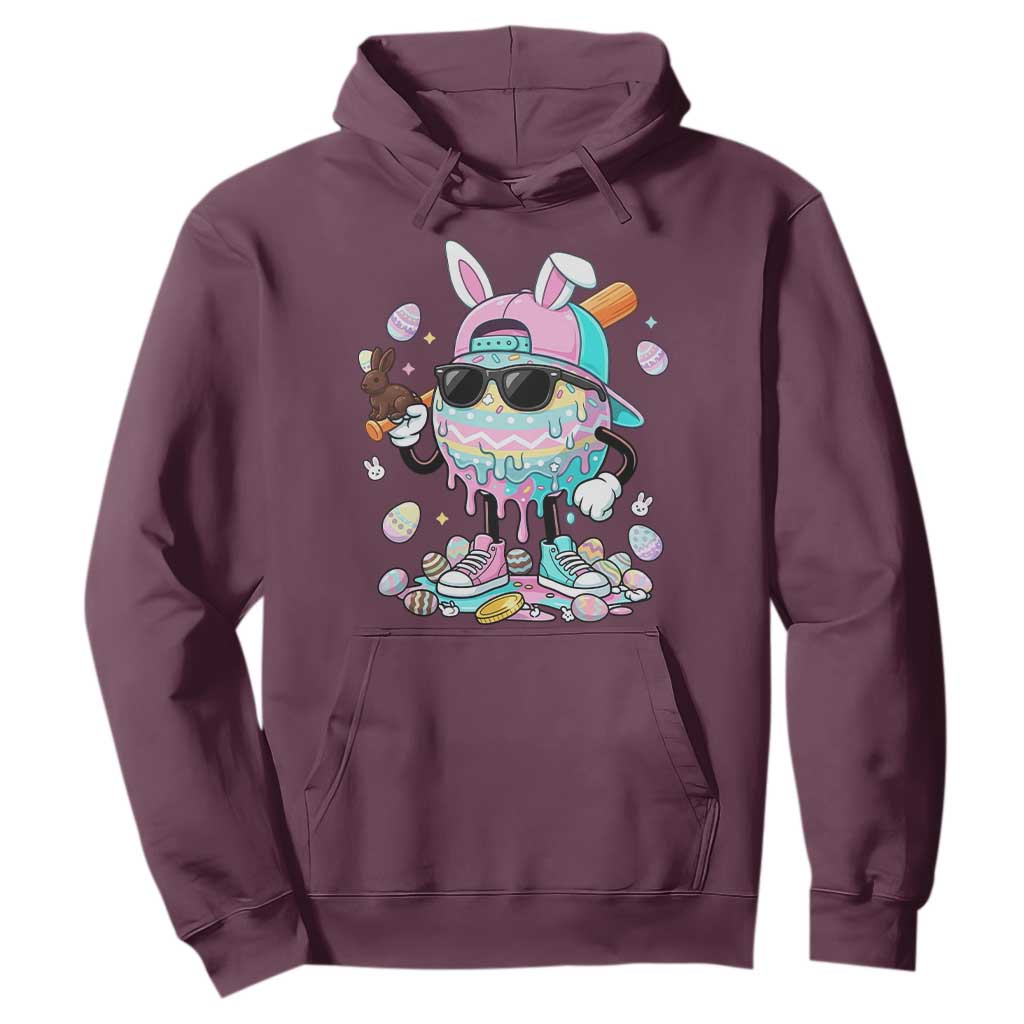Funny Baseball Easter Hoodie Drip Ice Cream Bunny Easter TS14 Maroon Print Your Wear
