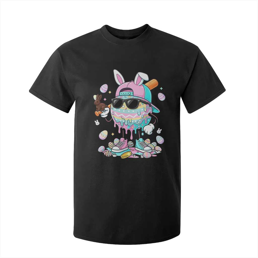 Funny Baseball Easter T Shirt For Kid Drip Ice Cream Bunny Easter TS14 Black Print Your Wear