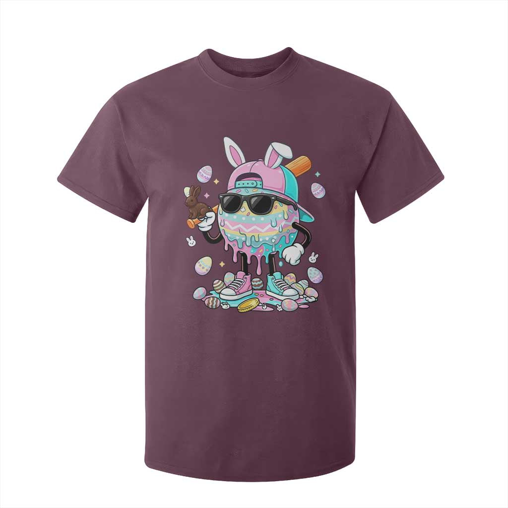 Funny Baseball Easter T Shirt For Kid Drip Ice Cream Bunny Easter TS14 Maroon Print Your Wear