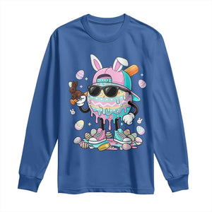 Funny Baseball Easter Long Sleeve Shirt Drip Ice Cream Bunny Easter TS14 Royal Blue Print Your Wear