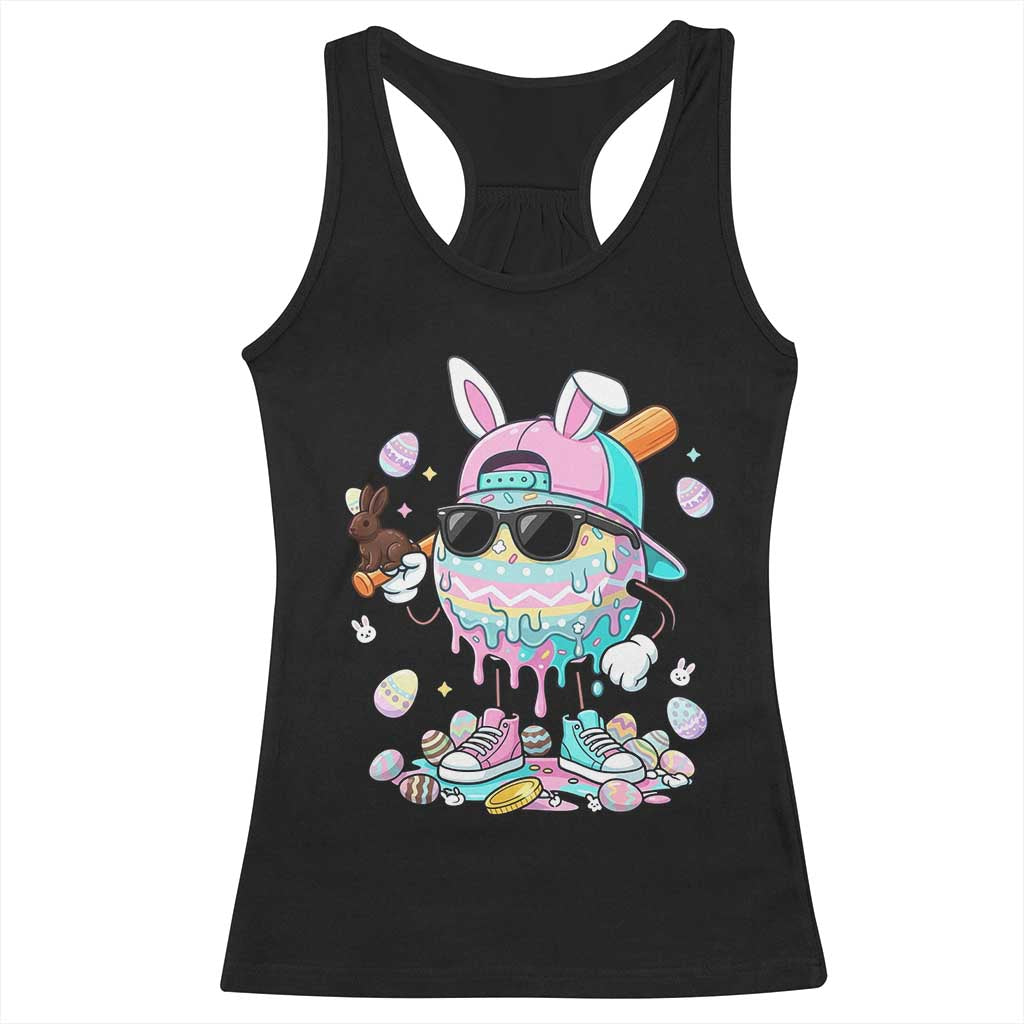 Funny Baseball Easter Racerback Tank Top Drip Ice Cream Bunny Easter TS14 Black Print Your Wear