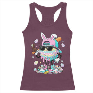 Funny Baseball Easter Racerback Tank Top Drip Ice Cream Bunny Easter TS14 Maroon Print Your Wear