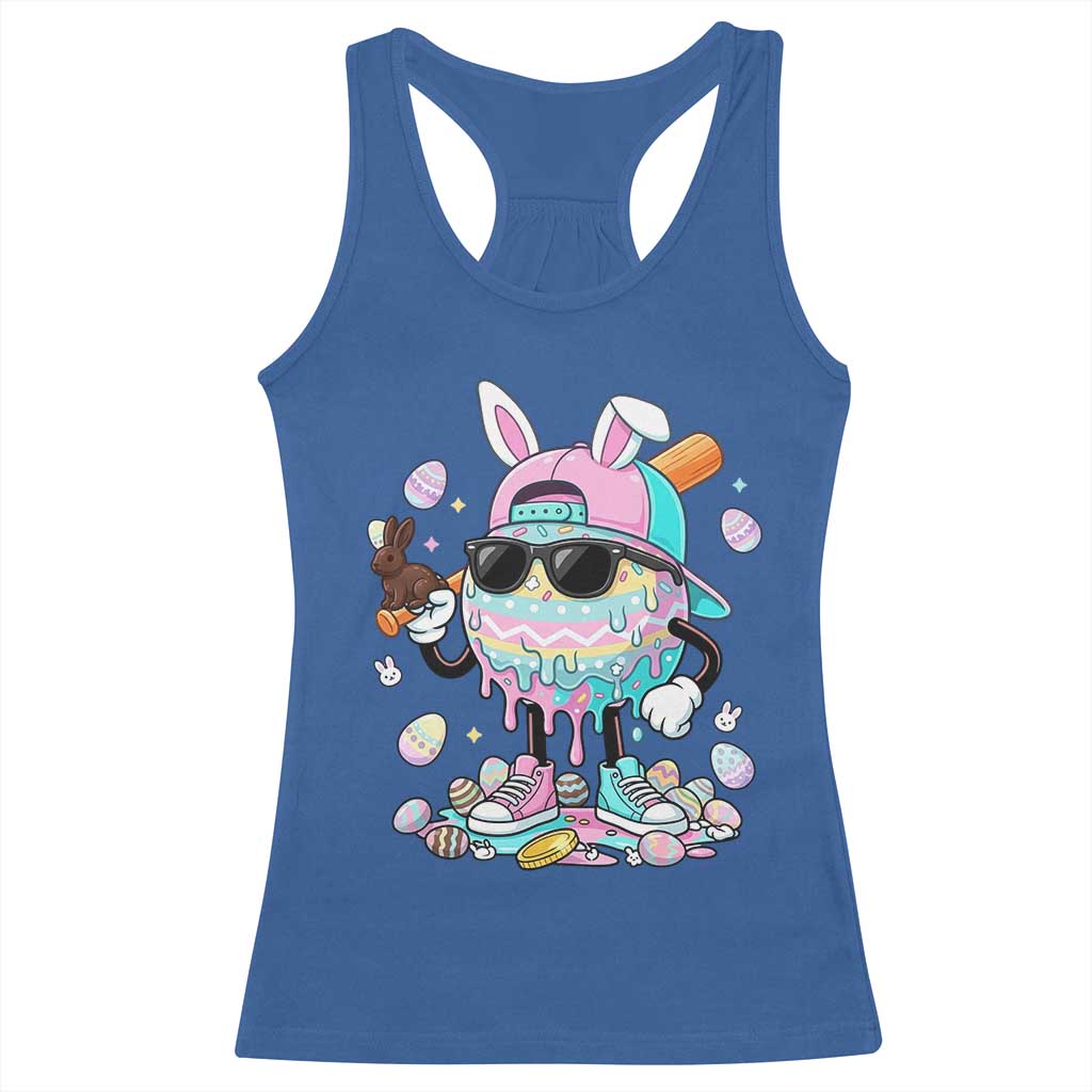 Funny Baseball Easter Racerback Tank Top Drip Ice Cream Bunny Easter TS14 Royal Blue Print Your Wear