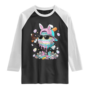 Funny Baseball Easter Raglan Shirt Drip Ice Cream Bunny Easter TS14 Black White Print Your Wear