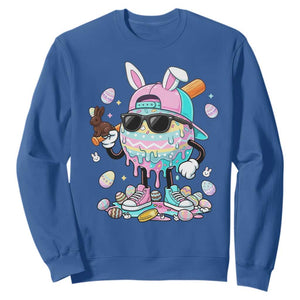 Funny Baseball Easter Sweatshirt Drip Ice Cream Bunny Easter TS14 Royal Blue Print Your Wear