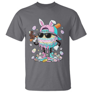 Funny Baseball Easter T Shirt Drip Ice Cream Bunny Easter TS14 Charcoal Print Your Wear