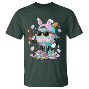 Funny Baseball Easter T Shirt Drip Ice Cream Bunny Easter TS14 Dark Forest Green Print Your Wear