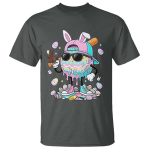 Funny Baseball Easter T Shirt Drip Ice Cream Bunny Easter TS14 Dark Heather Print Your Wear
