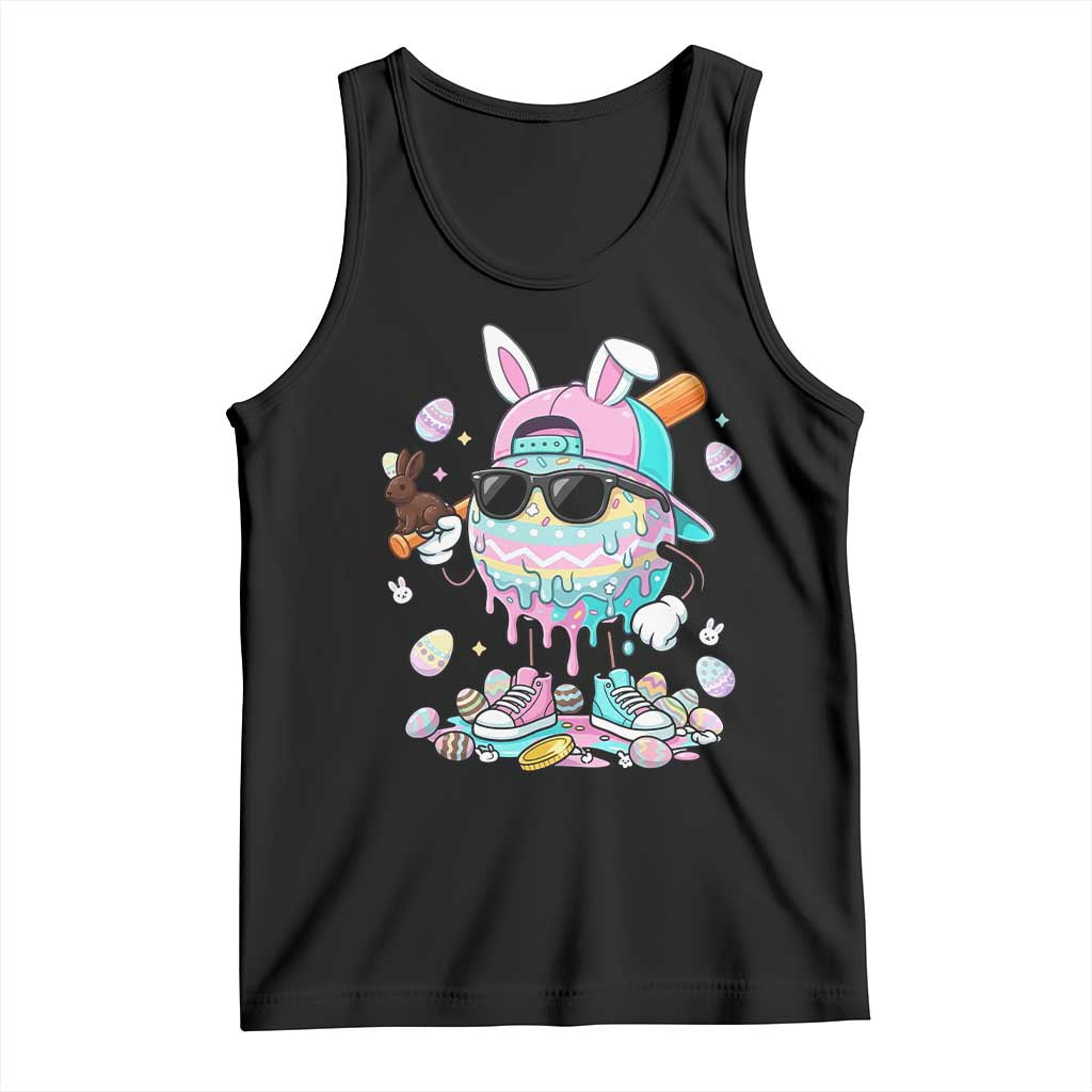 Funny Baseball Easter Tank Top Drip Ice Cream Bunny Easter TS14 Black Print Your Wear