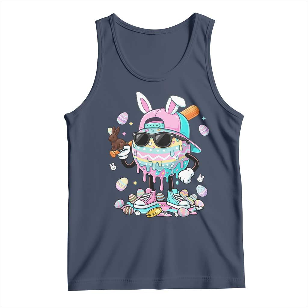 Funny Baseball Easter Tank Top Drip Ice Cream Bunny Easter TS14 Navy Print Your Wear