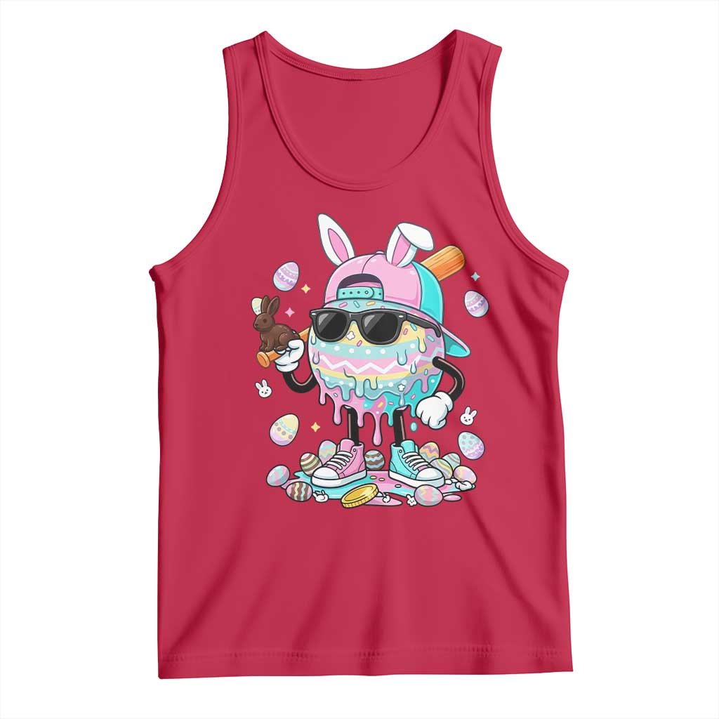 Funny Baseball Easter Tank Top Drip Ice Cream Bunny Easter TS14 Red Print Your Wear