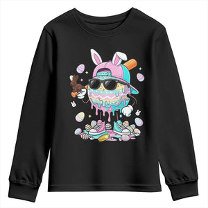 Funny Baseball Easter Youth Sweatshirt Drip Ice Cream Bunny Easter TS14 Black Print Your Wear