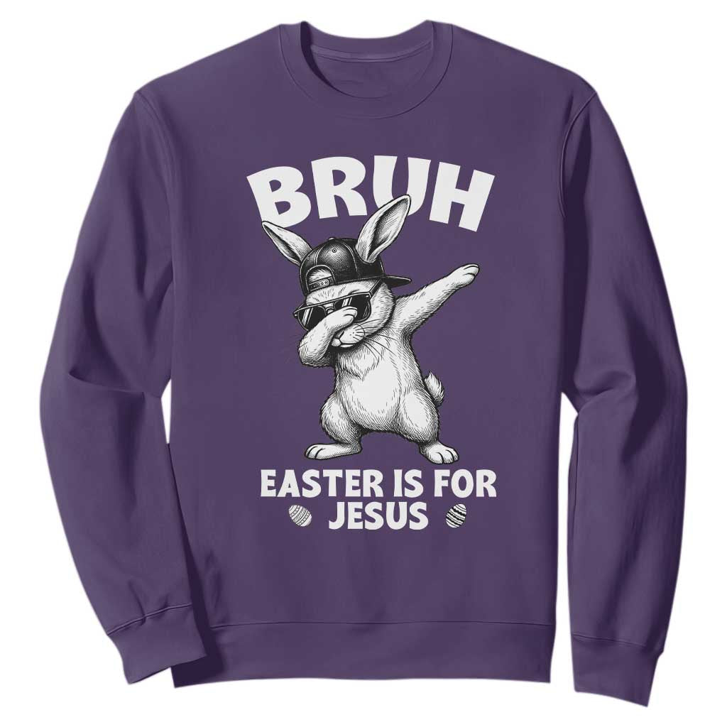 Christian Easter Bunny Sweatshirt Bruh Easter Is For Jesus TS14 Purple Print Your Wear