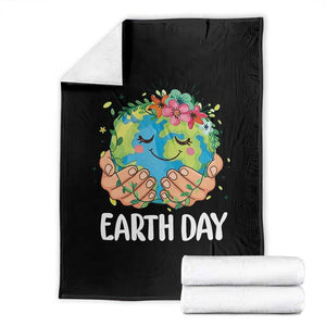 Cute Earth with Floral Earth Day Throw Blanket TS14 Black Print Your Wear