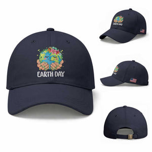 Cute Earth with Floral Earth Day Baseball Cap TS14 Baseball Cap Universal Fit Navy Print Your Wear
