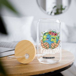 Cute Earth with Floral Earth Day Glass Can TS14 Print Your Wear