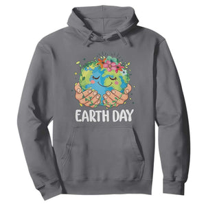 Cute Earth with Floral Earth Day Hoodie TS14 Charcoal Print Your Wear