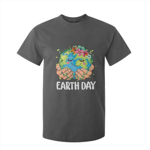 Cute Earth with Floral Earth Day T Shirt For Kid TS14 Dark Heather Print Your Wear