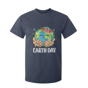 Cute Earth with Floral Earth Day T Shirt For Kid TS14 Navy Print Your Wear