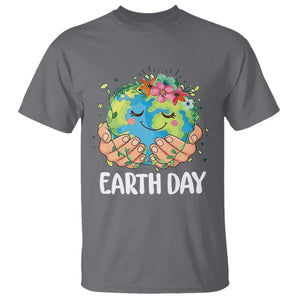 Cute Earth with Floral Earth Day T Shirt TS14 Charcoal Print Your Wear