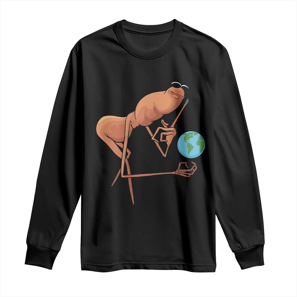Happy Earth Day Long Sleeve Shirt Funny Marcus The Worm Eco Friendly TS14 Black Print Your Wear