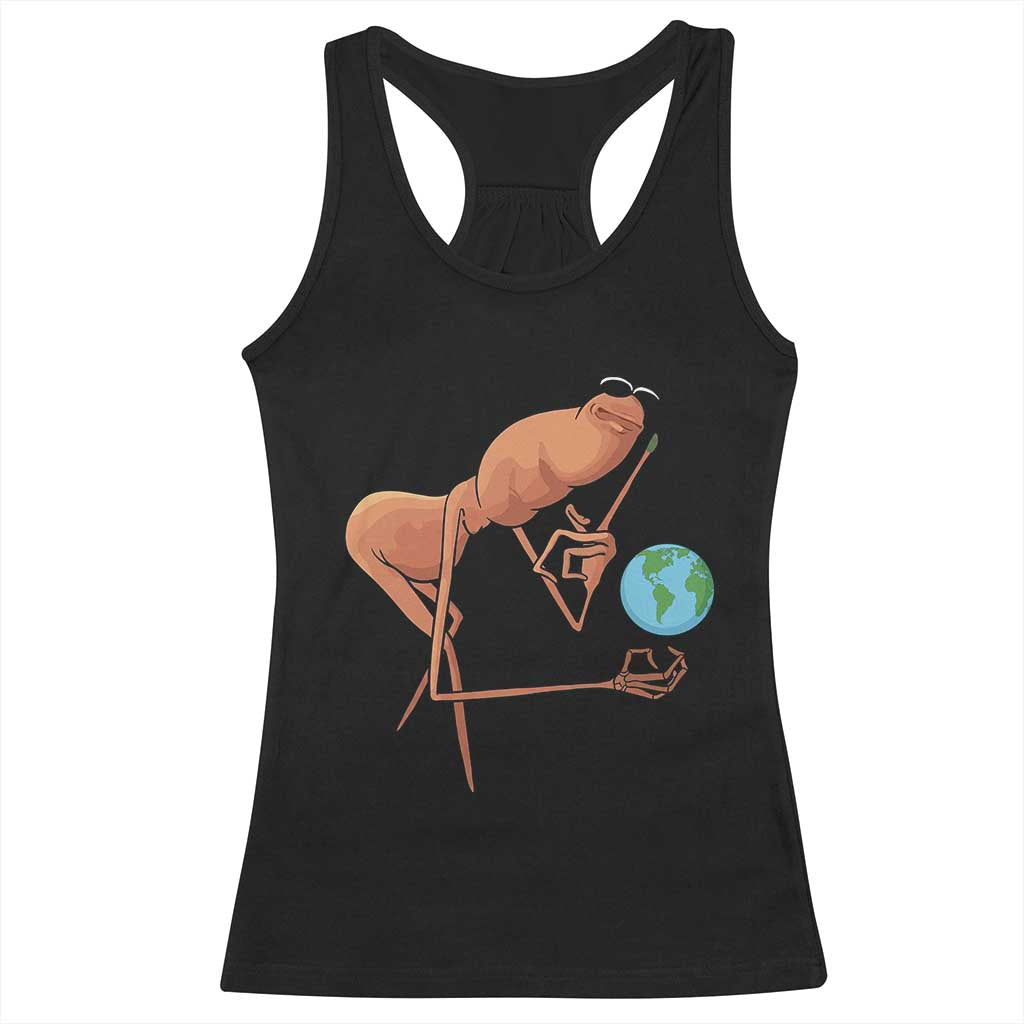 Happy Earth Day Racerback Tank Top Funny Marcus The Worm Eco Friendly TS14 Black Print Your Wear