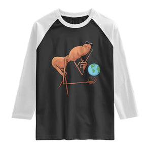 Happy Earth Day Raglan Shirt Funny Marcus The Worm Eco Friendly TS14 Black White Print Your Wear