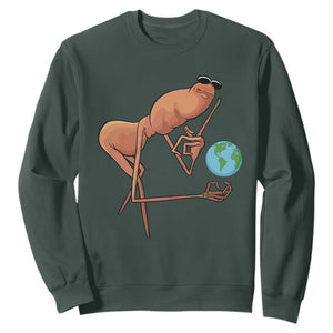 Happy Earth Day Sweatshirt Funny Marcus The Worm Eco Friendly TS14 Dark Forest Green Print Your Wear