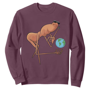 Happy Earth Day Sweatshirt Funny Marcus The Worm Eco Friendly TS14 Maroon Print Your Wear