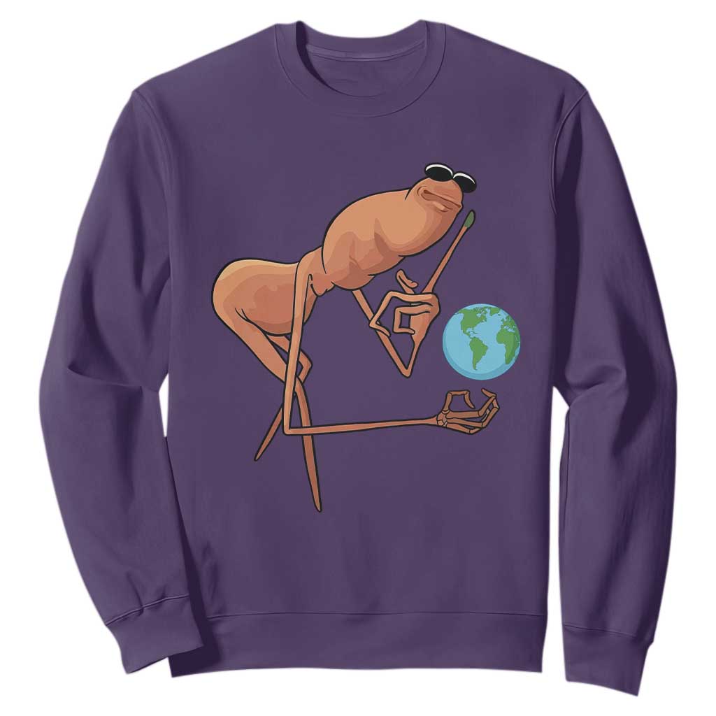 Happy Earth Day Sweatshirt Funny Marcus The Worm Eco Friendly TS14 Purple Print Your Wear