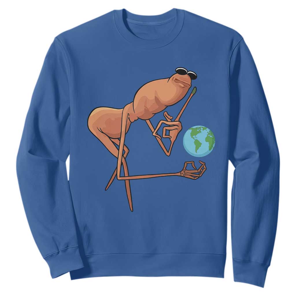 Happy Earth Day Sweatshirt Funny Marcus The Worm Eco Friendly TS14 Royal Blue Print Your Wear